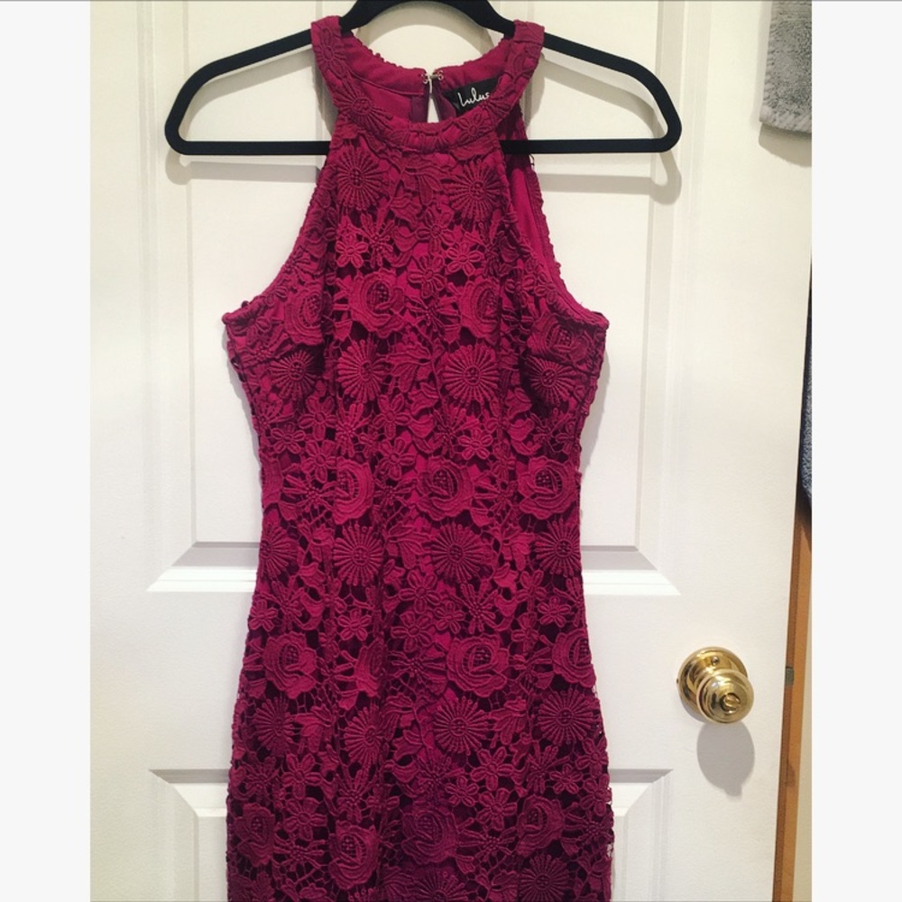 Lulus Love Poem Lace Dress - Magenta
